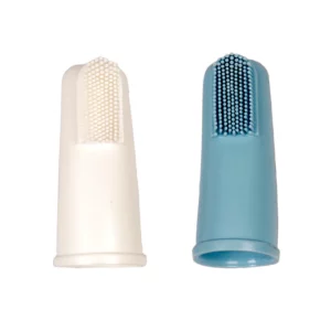 Duvo - Accessoire Chien - Brosse à Dents de Doigt - Bleu-Blanc