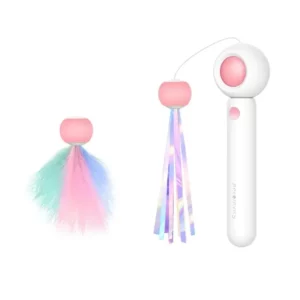 Panda Source - Jouet pour Chat Canne à Pêche avec Tête Remplaçable Rose