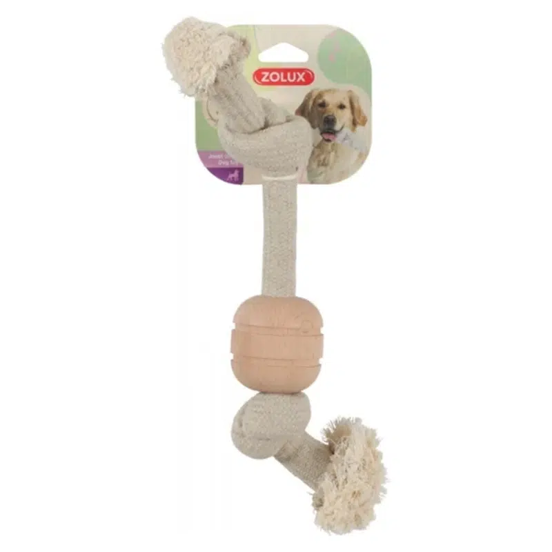 Zolux - Jouet pour Chien Corde 2 Noeuds avec Anneau en Bois