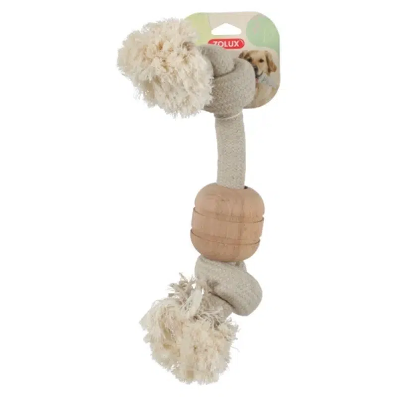 Zolux - Jouet pour Chien Corde Giant 2 Noeuds avec Anneau en Bois