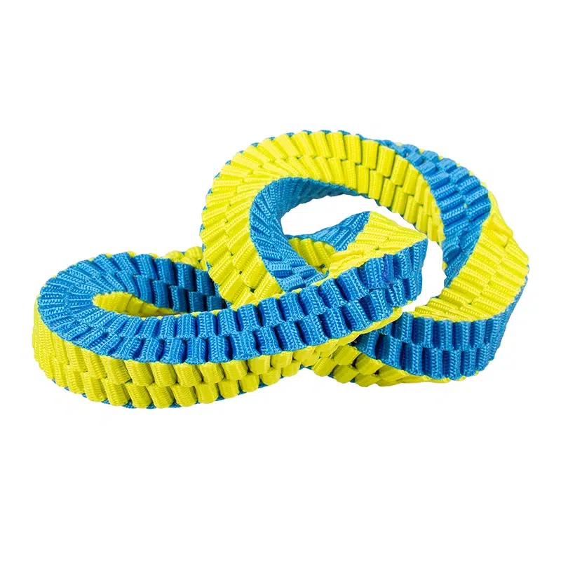 Zolux - Jouet pour Chien 2 Anneaux Corde Résistantce en Nylon Bleu & Jaune
