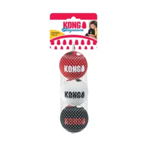 KONG - Signature Sport Balls Pack 3 Balle Chien Caoutchouc Rebondissant Medium