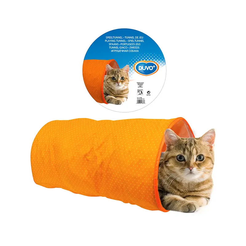Duvo - Tunnel De Jeu Pour Chat 50×25×25 cm Orange