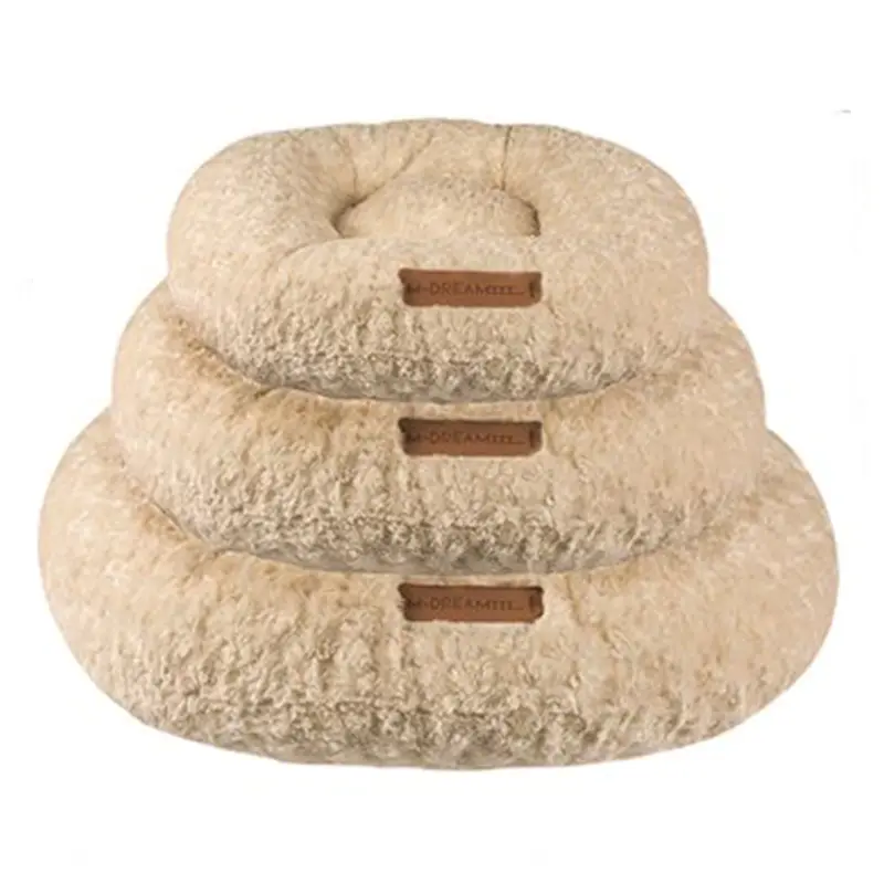 M-PETS - Coussin Shetland Cocoon Pour Chiens L Beige Ø 105 cm