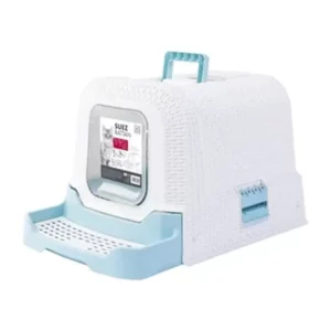 M-PETS - Bac À Litière Suez Rattan 69 × 42 × 41 cm Bleu