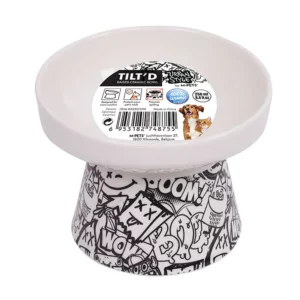 M-PETS - Bol Céramique Surélevé Urban Style Tilt’d 250 ml Blanc & Noir