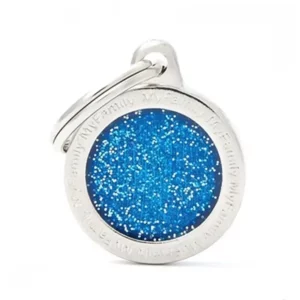 MyFamily - Médaillon à Graver Shine Grand Cercle Paillettes Bleu