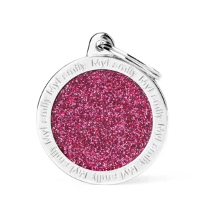 MyFamily - Médaillon à Graver Shine Grand Cercle Paillettes Rose