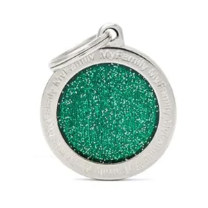 MyFamily - Médaillon à Graver Shine Petit Cercle Vert Paillettes