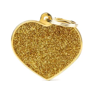 MyFamily - Médaillon à Graver Shine Grand Cœur Doré Paillettes