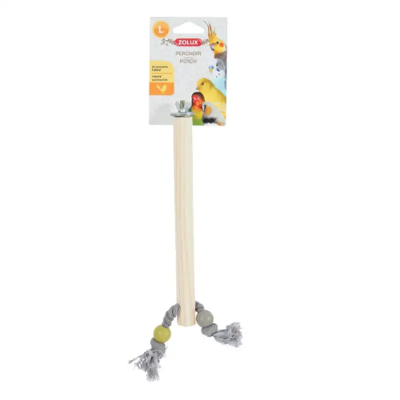 ZOLUX - Perchoir Bois Naturel Avec Corde Taille L 23,5 cm
