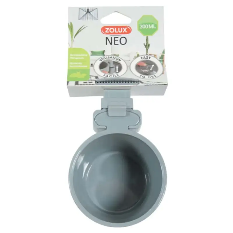 ZOLUX - Mangeoire Plastique à Fixer Neo Gris 300 Ml pour Rongeur