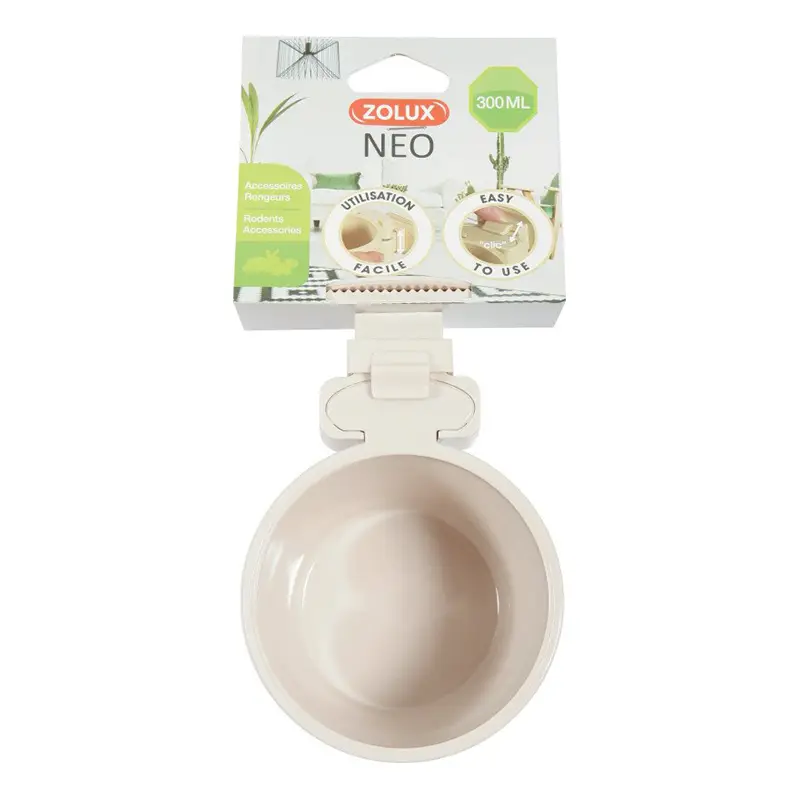 ZOLUX - Mangeoire Plastique à Fixer Neo Beige 300 Ml pour Rongeur