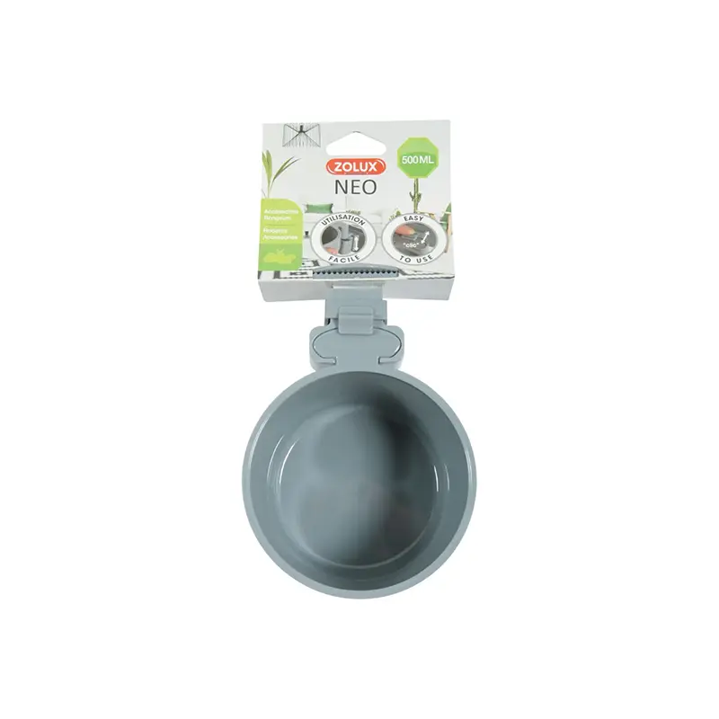 ZOLUX - Mangeoire Plastique à Fixer Neo Gris 500 Ml pour Rongeur