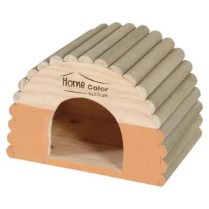 ZOLUX - Maison En Bois Toit Rondin Home Color M Corail 21x15x15 cm