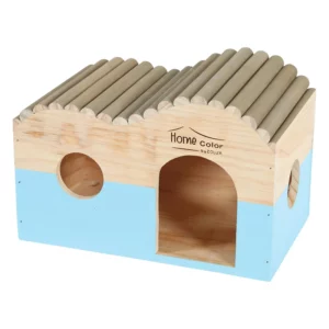 ZOLUX - Maison En Bois Toit Rondin Home Color L Bleu 30x18x20 cm