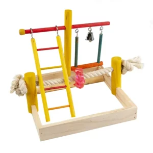 DUVO - Aire de Jeu Oiseaux Bois Avec Échelle Corde & Balançoire 22,5 × 22,5 × 20 cm