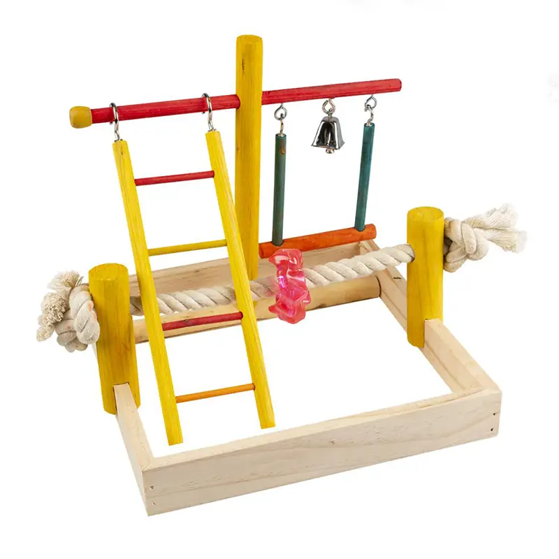 DUVO - Aire de Jeu Oiseaux Bois Avec Échelle Corde & Balançoire 22,5 × 22,5 × 20 cm