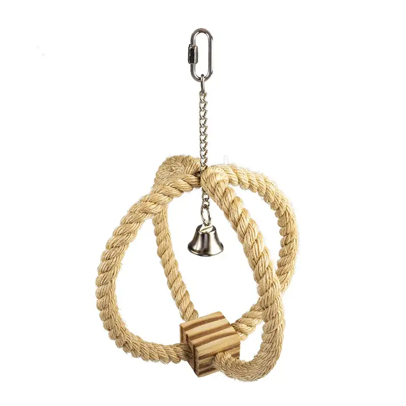 DUVO - Jouet Suspendu Corde Anneaux Sisal & Bloc Bbq 33 cm