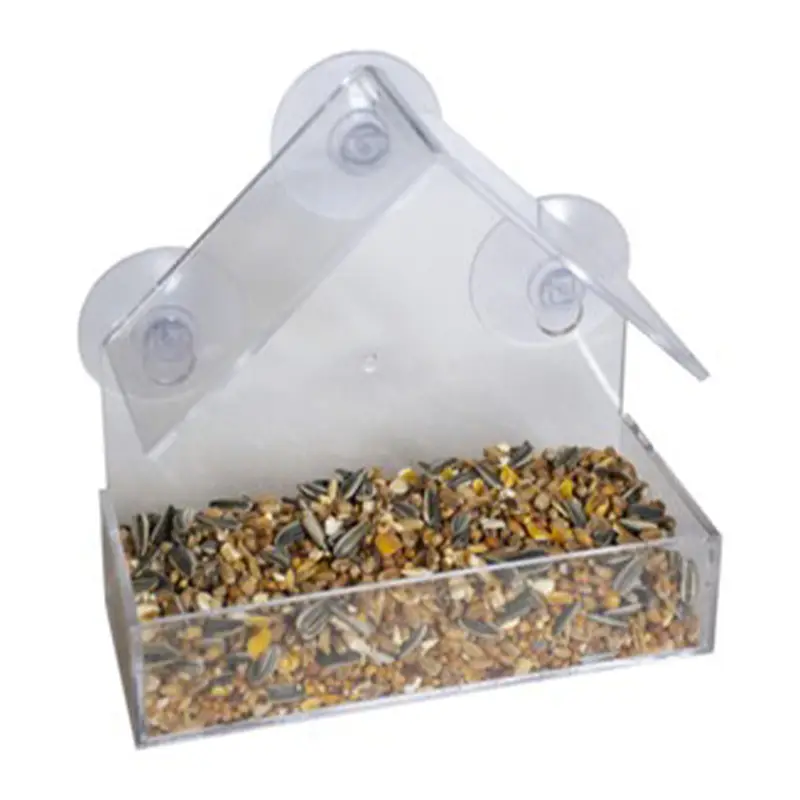 DUVO - Mangeoire Oiseaux de Jardin Fenêtre Transparente 15 × 7,3 × 15,3 cm