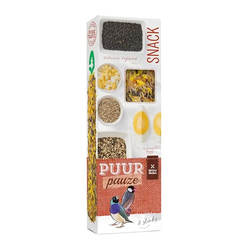 WITTE MOLEN - Friandise Oiseaux PUUR Pauze Sticks Oiseaux Tropicaux Graines Sauvages & Oeufs