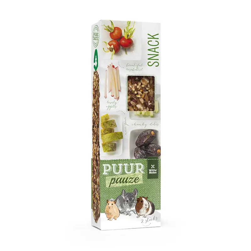 WITTE MOLEN - Friandise à Ronger pour Lapin & Rongeur Puur Pauze Sticks Poire & Datte 180 G
