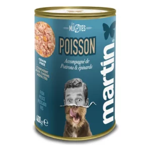 MARTIN Mijoté de poisson pâtée complète riche en protéines pour chien-400gr