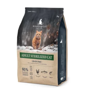 Croquettes Wolfood Adult Sterilized Cat sans céréales – 3 kg