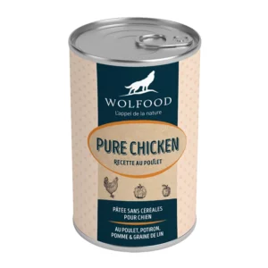 Pâtée Wolfood Pure Chicken au poulet pour chien