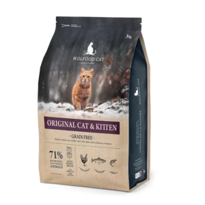 Croquettes Wolfood Original Cat & Kitten sans céréales – 3 kg