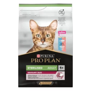 PRO PLAN Sterilised Savoury Duo Cabillaud et Truite 3 kg – Croquettes pour chat adulte stérilisé